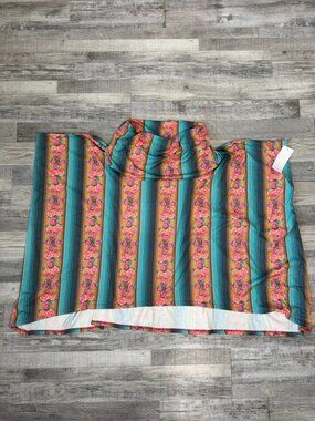 Crazy Train NWT Colorful Floral & Stripes Turtleneck Poncho Top One Size H41